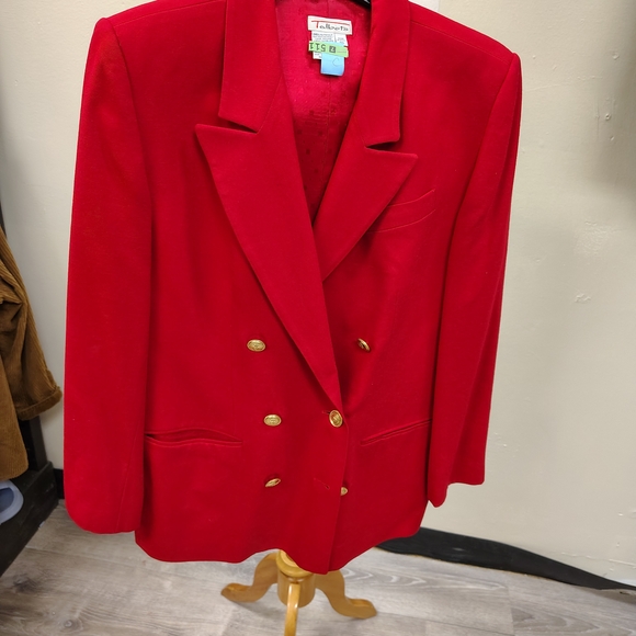 Talbots Women's Red Blazer with Gold Buttons - Picture 4 of 5